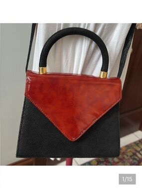 Donald Pliner  Crossbody bag  envelope style   piled leather/patent leather NWOT